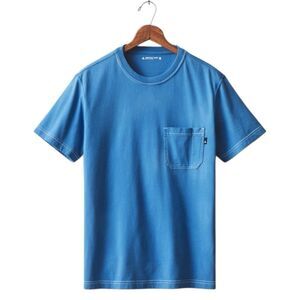 American Giant Utility Pocket T-Shirt Mens 2XL Blue Cotton Tee Contrast Stitch